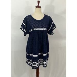 LISA MARIE FERNANDEZ Sz 2 S 4 Navy Eyelet Coverup Dress